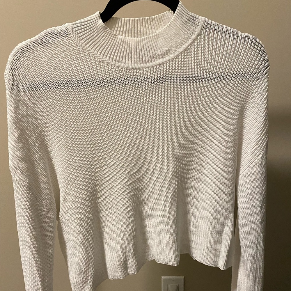 Aritzia Knit Mock Neck Sweater White